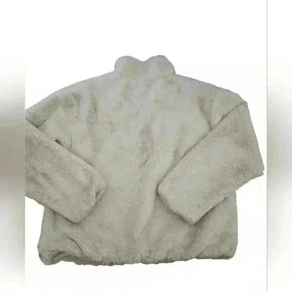 Nike Essentials Women's Off White Faux Fur Plush Large Logo Full Zip Jacket S - Picture 9 of 15